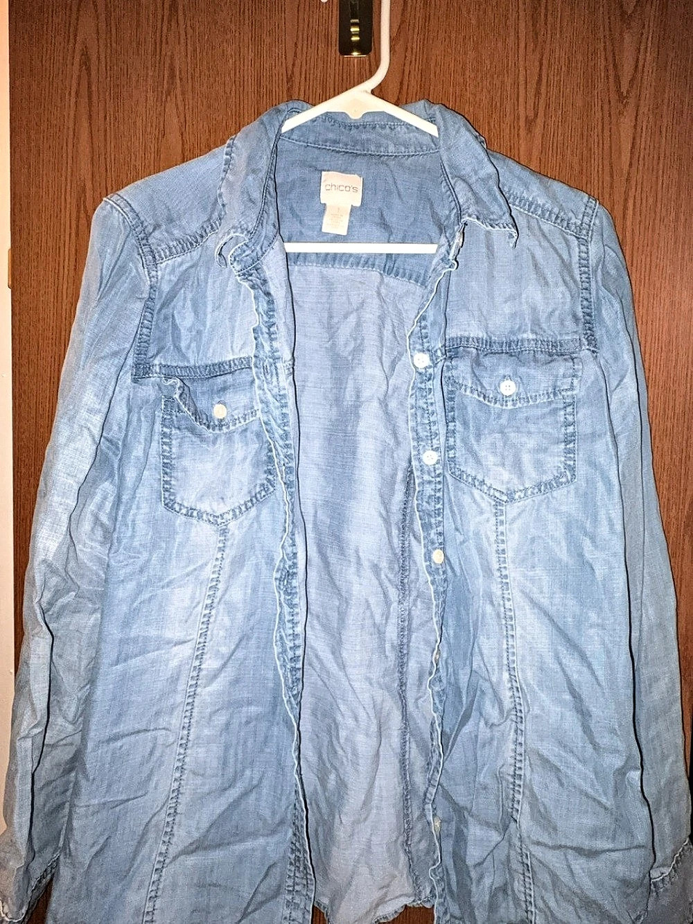 chico's Chambray Button Down Blue Size 1